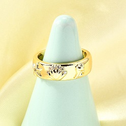 Shell Shape Кольца-манжеты с микропаве из латуни и кубическими цирконами в морском стиле для женщин, без кадмия и без свинца, реальный 18 k позолоченный, формы раковины, 6.5 мм