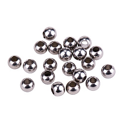 Edelstahl Farbe 202 Edelstahl runde Perlen, Edelstahl Farbe, 6 mm, Bohrung: 2~3 mm