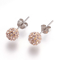 391_Silk Sexy Valentines Day Gifts for Her 925 Sterling Silver Austrian Crystal Rhinestone Ball Stud Earrings, 391_Silk, 15x6mm, Pin: 0.8mm