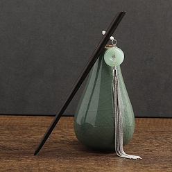 Черный Деревянные палочки для волос с кисточкой, имитация нефрита, аксессуары для волос для женщин и девочек, чёрные, 180 мм