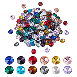 (52) Непрозрачная лаванда 192шт. 12 цвета, стразы, кабошоны из алмазного стекла, задние и задние, разноцветные, 10x5 мм, 16 шт / цвет