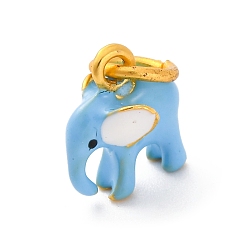 Светло-Голубой Сплав эмали прелести, с целью перехода в кольце, очарование слона, золотые, Небесно-голубой, 11.5x10.5x6.5 мм, отверстие : 5.5 мм