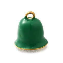 Зеленый 304 из нержавеющей стали шармы эмали, реальный 18 k позолоченный, колокол прелести, зелёные, 13.5x13.5x13.5 мм, отверстие : 1.8 мм