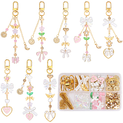 Golden DIY Jewelry Making Kit, Including Alloy Swivel Clasps, Alloy Enamel & 304 Stainless Steel Pendants, CCB Plastic & Glass & Acrylic Beads, Alloy Links Connectors, Brass Twisted Chains, Golden, 19.5x25x2mm, Hole: 1.6mm