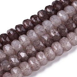 Кокосово-Коричневый Нити из бусин с эффектом кракелюра, имитирующие нефрит., рондель, граненые, кокосового коричневый, 7.5~8x5~5.5 мм, отверстие : 1.4 мм, около 70~71 шт / нитка, 14.57~14.76 дюйм (37~37.5 см)