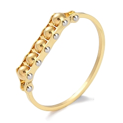Golden PVD Vacuum Plating Round Beaded 304 Stainless Steel Bangles, Golden, 0.25cm~1/2 inch(1.3cm), Inner Diameter: 1-3/4x2-1/4 inch(4.4x5.85cm)