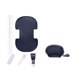 Черный Набор для самостоятельного изготовления кошелька в форме ракушки на молнии, включая материалы для сумок из коровьей кожи, чёрные, 115x73x58 мм