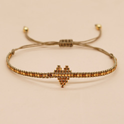 Верблюжий Браслеты ручной работы из бисера Miyuki в форме сердца, плетеные из бисера, для женщин., Регулируемые браслеты дружбы, верблюжие