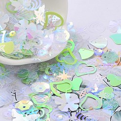 (52) Непрозрачная лаванда Аксессуары для орнаментов, блестки из пвх/бусины с пайетками, золотой блеск, разнообразные, сердце/звезда/цветок, разноцветные, 4~14x4~12x0.3~0.8 мм, отверстие : 0.8 мм