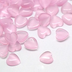 Pearl Pink Cat Eye Cabochons, Heart, Pearl Pink, 6x6x3mm