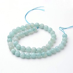 Amazonite Natural Amazonite Beads Strands, Faceted, Round, 6mm, Hole: 1mm, about 59pcs/strand, 15 inch