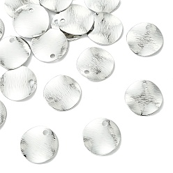 Platinum SHEGRACE Brass Pendants, Round Charms, Stamping Blank Tag, Brushed Finish, Cadmium Free & Lead Free & Nickel Free, Platinum, 15x1mm, Hole: 1.8mm