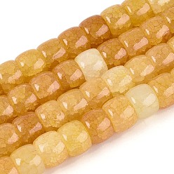 (932FM) Темно-синий аква-матовый с подкладкой Выпечки нарисованные потрескивание стеклянные бусины пряди, баррель, темно-золотистые, 8~9x6~6.5 мм, отверстие : 1~1.2 мм, около 125~128 шт / нитка, 30.91~31.50 дюйм (78.5~80 см)