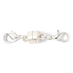 Серебро Преобразователь магнитных застежек из латуни, с карабин-лобстерами , колонка, серебряные, 33x6 мм