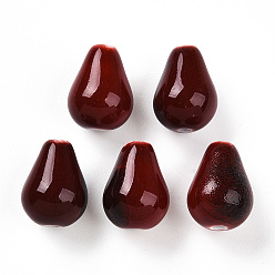 Темно-Красный Фарфоровые бусины ручной работы, фантазии античного стекла фарфора, слеза, темно-красный, 14~15.5x10.5~11.5 мм, отверстие : 1.6~2 мм