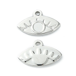 Stainless Steel Color Non-Tarnish 304 Stainless Steel Pendant Cabochon Settings, Eye, Stainless Steel Color, Tray: 3.7mm, 11x17.5x1.5mm, Hole: 1.4mm
