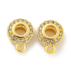 Настоящее золото 18K Латунные поручни из кубического циркония, петля под залог, долговечный, без свинца и без кадмия, рондель, реальный 18 k позолоченный, 10.5x8x4 мм, отверстия : 3.5 mm и 1.4 мм