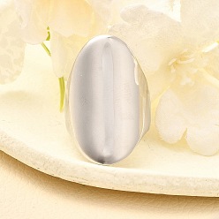 Нержавеющая Сталь Цвет 304 широкие открытые манжеты из нержавеющей стали для унисекс, овальные, цвет нержавеющей стали, 31 мм, регулируемый