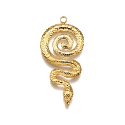 Настоящее золото 18K 304 подвески из нержавеющей стали, очарование змеи, реальный 18 k позолоченный, 36.5x17x3 мм, отверстие : 2 мм