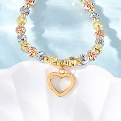 Сердце Браслеты из латуни, с 304 подвесками из нержавеющей стали, сердце, 11 дюйм (28 см), Кулон : 13x12x1.5 мм