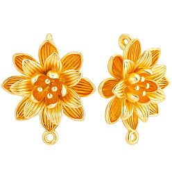 Настоящее золото 18K 10 шт. латунные подвески для разъемов, 3d цветочные ссылки, реальный 18 k позолоченный, 20x16x7 мм, отверстие : 1.5 мм