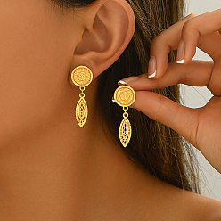 Золотой Винтажные французские ближневосточные серьги-гвоздики из сплава с конским глазом, золотые, 40x14 мм