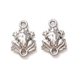 Stainless Steel Color 304 Stainless Steel Connector Charms, Frog Links, Stainless Steel Color, 10.5x7x2.5mm, Hole: 1mm