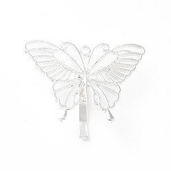 Серебро Сплав волос, пони крючок, аксессуары для украшения хвоста, бабочка, серебряные, 40x52x12.5 мм