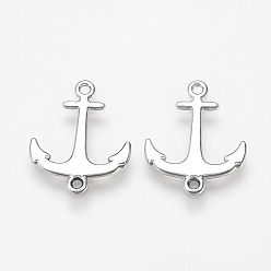 Platinum Alloy Links connectors, Anchor, Platinum, 21x17x2mm, Hole: 1mm