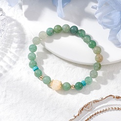 Зеленый Авантюрин Природный зеленый авантюрин стрейч браслеты, внутренний диаметр: 2-1/4 дюйм (5.7 см)