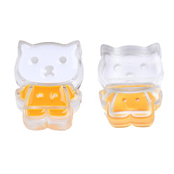 Orange Transparent Acrylic Enamel Beads, Cat, Orange, 27x21x8mm, Hole: 3.5mm