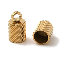 Золотой Ионное покрытие (ip) 304 концы шнура из нержавеющей стали, колонка, золотые, 9x5 мм, отверстие : 2 мм