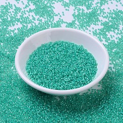 (RR572) Dyed Aqua Green Silverlined Alabaster MIYUKI Round Rocailles Beads, Japanese Seed Beads, (RR572) Dyed Aqua Green Silverlined Alabaster, 11/0, 2x1.3mm, Hole: 0.8mm, about 1100pcs/bottle, 10g/bottle