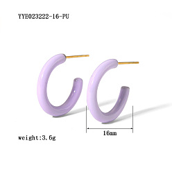 Фиолетовый Простые и элегантные 304 серьги-гвоздики из нержавеющей стали в форме буквы С, золотые, фиолетовые, 16 мм