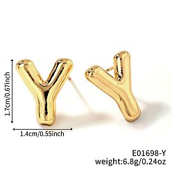 Letter Y Латунь серьги, золотые, Письмо Y, 17x14 мм