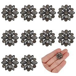 Black Diamond 10Pcs Alloy Rhinestone Shank Buttons, 1-Hole, Flower, Black Diamond, 20x7mm, Hole: 3mm