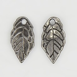 Черный Цвет Металла Подвески в тибетском стиле , лист, металлический черный , без кадмия, без никеля и без свинца, 16x8x2 мм, отверстие : 1 мм