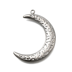 Нержавеющая Сталь Цвет 304 подвески из нержавеющей стали, луна, цвет нержавеющей стали, 33x23x3 мм, отверстие : 1.6 мм