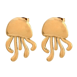 Осьминог 304 из нержавеющей стали серьги, ионное покрытие (ip), реальный 18 k позолоченный, осьминог, 31.5x23 мм