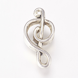 Antik Silber Farbe Metall Großlochperlen, Großloch perlen, Musiknote, Antik Silber Farbe, 17.5x9x6 mm, Bohrung: 4.5 mm