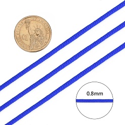 Blue Braided Nylon Thread, Chinese Knotting Cord Beading Cord for Beading Jewelry Making, Blue, 0.8mm, about 100yards/roll