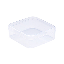 Clear Square Plastic Bead Storage Containers, Clear, 5.4x5.3x2cm, Inner Size: 5.1x5.05x1.5cm