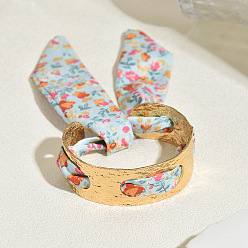 Oval Браслеты-манжеты из ткани с цветочным узором, изготовленные методом ковки, для женщин., золотые, овальные, внутренний диаметр: 2.36 дюйм (6 см)