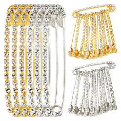 Золотой & Серебряный 20 шт. 2 цветные сплавы стразы булавка брошь, килт булавка для утяжки талии брюки женские, золотой и серебряный, 54.5x11.5x5.5 мм, около 10 шт / упаковка, 1 сумка / цвет