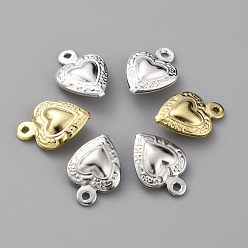 Mixed Color Brass Charms, Long-Lasting Plated, Heart, Mixed Color, 12x8.5x3.5mm, Hole: 1mm