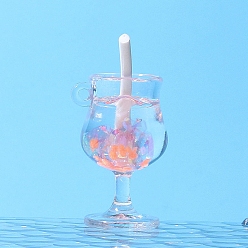 Легкий Лосось Светящиеся прозрачные подвески для напитков из смолы, светящиеся в темноте коктейльные подвески, светлый померанцевый, 33x19 мм