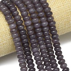 Серый Натуральный Malaysia нефритовые бусы пряди, окрашенная и подогревом, рондель, серые, 8~8.5x4.5~5.5 мм, отверстие : 0.9~1 мм, около 74~76 шт / нитка, 15.08''~15.35'' (38.3~39 см)