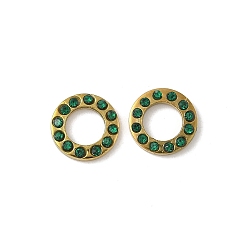 Ring 304 кабошоны со стразами из нержавеющей стали, ионное покрытие (ip), золотые, кольцо, 8.5x1.5 мм