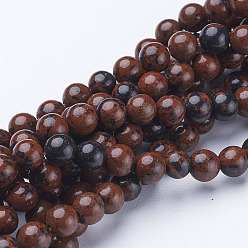 Mahogany Obsidian 15~16 inch Round Gemstone Strand, Mahogany Obsidian, hole: about 0.8mm