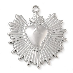 Нержавеющая Сталь Цвет Антикоррозийные 304 подвески из нержавеющей стали, шарма сердца, цвет нержавеющей стали, 30x26x3 мм, отверстие : 2.5 мм